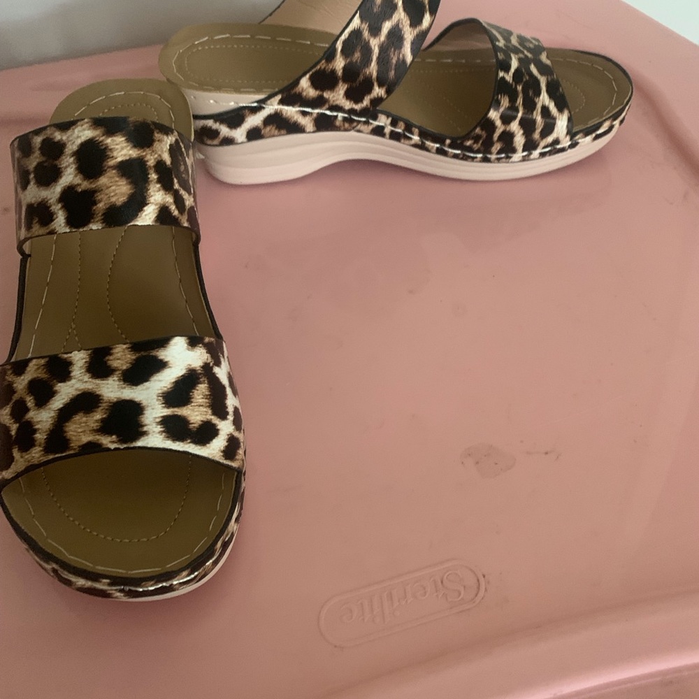 Animal print wedge sandals